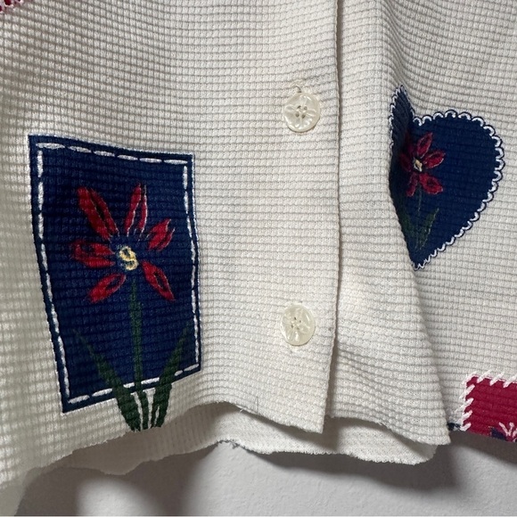 Vintage 90s White Cropped Short Sleeve Button Up Shirt Cottagecore Spring Retro - Picture 13 of 15